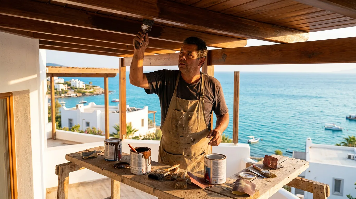 Bodrum Ahşap Ev Tamir Tadilat hizmeti - Nihat Kızıl usta tadilat çalışması